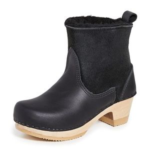 No. 6, Pull on shearling mid-heel boots, Size 37